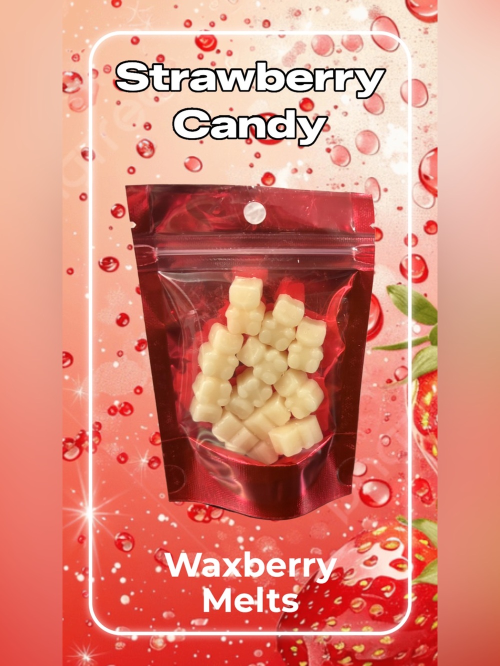 Trial Size Strawberry Candy Wax Melts in Mini Bear Shapes